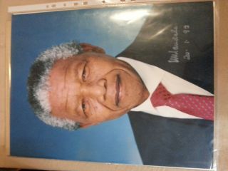 Nelson Mandela Signed Large Photo With