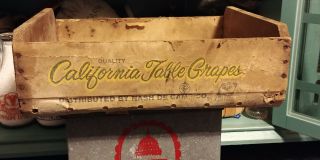 Vintage Antique Wood Table Grapes California Fruit Crate Box Mccloskey Bros.