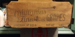 Vintage Antique Wood Table Grapes California Fruit Crate Box McCloskey Bros. 2