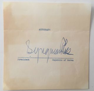 Syngman Rhee Signed Autographed 5x5 Card Full Jsa Letter President South Korea