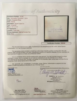 Syngman Rhee Signed Autographed 5x5 Card Full JSA Letter President South Korea 2