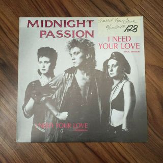 Midnight Passion ‎ - I Need Your Love Zyx Records ‎5375 12 " Vinyl Record Italo