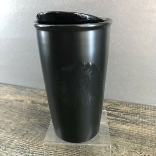 Starbucks Coffee Mug 2015 Matte Black Mermaid Logo Double Wall Travel Cup