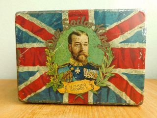 King George V Our Sailor King C1916 Ww1 Litho Print Tea Tin