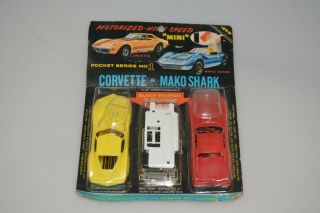Rare Vintage 1960s Mini Motorized Korris Kars Corvette & Mako Shark Cars