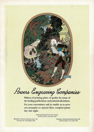 1920s Big Vintage Powers Engraving Co Carl Becker Art Print Ad