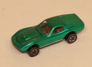 1968 Mattel Hot Wheels Redline Custom Corvette Us Green With White Interior