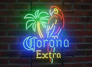 [ship From Usa] Corona Extra Parrot Bird Left Palm Tree Neon Sign Beer Bar Light