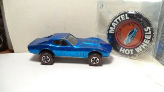 Vintage Hot Wheels Red Lines Usa 1968 Custom Corvette [blue] W/button