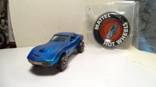 Vintage Hot Wheels Red Lines USA 1968 Custom Corvette [Blue] w/button 3