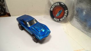 Vintage Hot Wheels Red Lines USA 1968 Custom Corvette [Blue] w/button 4