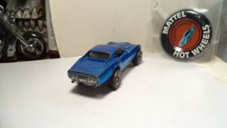 Vintage Hot Wheels Red Lines USA 1968 Custom Corvette [Blue] w/button 5