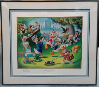 Pencil Signed Carl Barks Walt Disney Gold Plate Edition Lithograph Duck