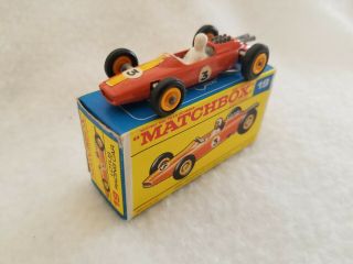 Vintage Matchbox Lesney 19d Lotus Racing Car " Orange " 1965