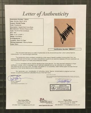 President Donald Trump Signed THE ART OF THE COMEBACK Hardcover Book JSA LOA 5