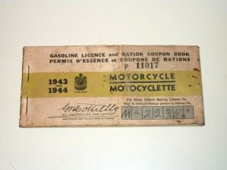 Rare 1943 - 44 Motorcycle Quebec Licence Plate M - 2235 Gasoline License,  Ration.