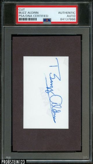 Buzz Aldrin Signed 3x5 Cut Autographed Psa/dna Auto Astronaut
