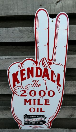 Kendall 2000 Mile Motor Oil Porcelain Sign 1930 