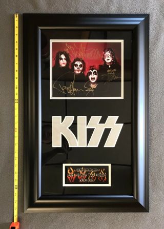 Kiss Framed Autographed Print Gene Simmons Paul Stanley Ace Freehley Peter Criss
