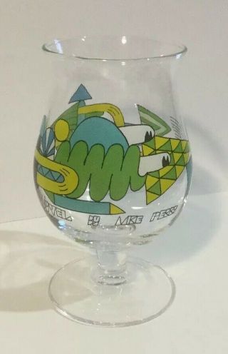 Duvel Mike Perry Belgian Ale Tulip Glass Beer Barware By Artist Mike Perry Euc