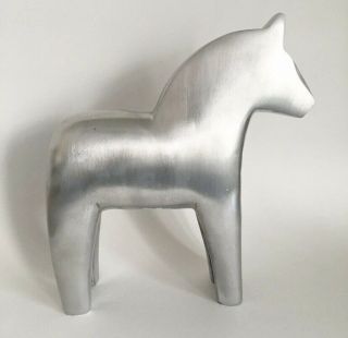 Ikea Finansielle Dala Horse Aluminium Silver Sweden 1999 16824 10 3/8” Tall