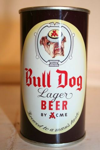 Bull Dog Lager Beer 12 Oz.  Flat Top Beer Can - Acme Breweries,  San Francisco,  Ca