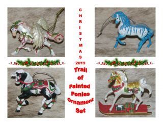 Trail Of Painted Ponies 2019 Christmas Holiday Ornament Set Of 4 2.  25 " To 2.  6 "