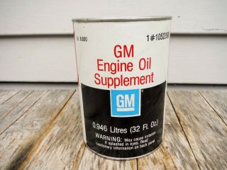 Vintage 1 Quart G.  M.  General Motors Oil Supplement For Motor Oil Can Buick Nr