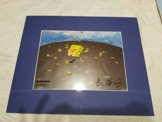 Spongebob Animation Production Cel Autographed By Stephen Hillenburg Patties