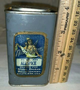 Antique Wampum Allspice Spice Tin Vintage Duluth Mn Can Native American Indian
