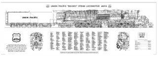 Union Pacific " Big Boy 4014 " 4 - 8 - 8 - 4 Steam Locomotive/tender Chart