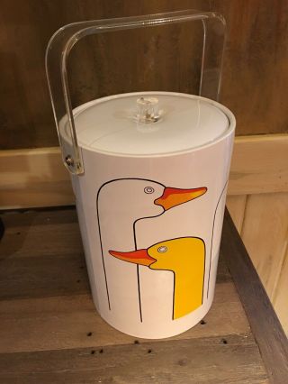 Vintage Signed George Briard Ice Bucket - Geese Head Design By Charlotte Finn