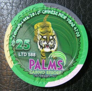 Palms Las Vegas.  2010 Chinese Year Of Tiger.  $25 Poker Gaming Chip.  Paulson.