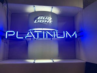 (l@@k) Bud Light Platinum Beer Neon Light Up Sign Game Room Anheuser Busch