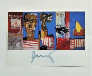 JEAN MICHEL BASQUIAT - SIGNED POSTCARD - autographed post card warhol art era 4