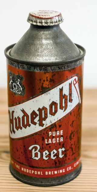 Hudepohl Lager Beer Cone Top Can W/ Cap