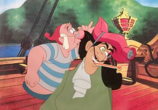 1953 Disney Peter Pan Captain Hook Smee Production Animation Cel Setup