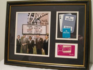 Rat Pack Sands Hotel Las Vegas Photo Framed With Matches,  Playing Cards Sinatra
