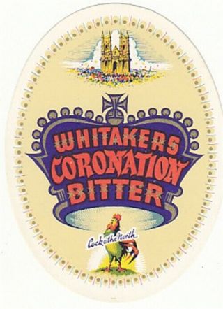 British Beer Label.  Whitaker,  Halifax 1953 Coro Pint C96mm High