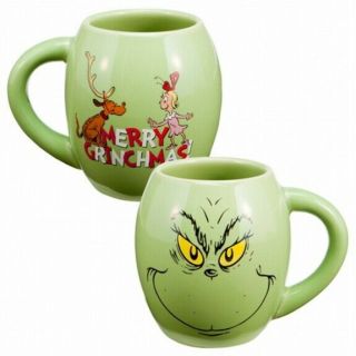 Dr.  Seuss How The Grinch Stole Christmas Grinch 18 Ounce Oval Ceramic Mug