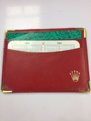 Rolex Vintage 1993 Red Watch Leather Document Card Holder Wallet 0101.  60.  05