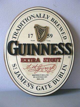 Guinness Extra Stout Oval 3d Wall Sign - Beer Sign - Pub Sign Bar Sign