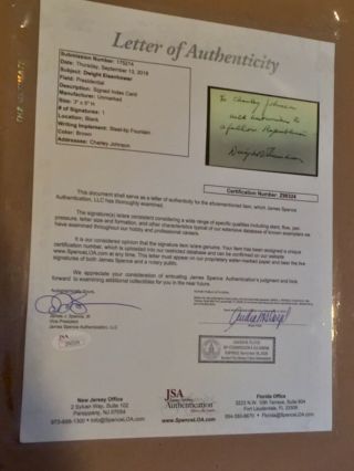 Dwight Eisenhower signed autographed framed cut card President jsa Letter 10