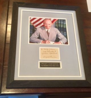 Dwight Eisenhower Signed Autographed Framed Cut Card President Jsa Letter