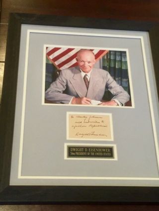 Dwight Eisenhower signed autographed framed cut card President jsa Letter 2