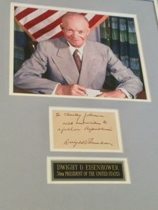 Dwight Eisenhower signed autographed framed cut card President jsa Letter 5