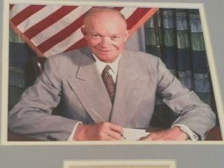 Dwight Eisenhower signed autographed framed cut card President jsa Letter 6