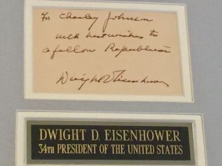 Dwight Eisenhower signed autographed framed cut card President jsa Letter 7