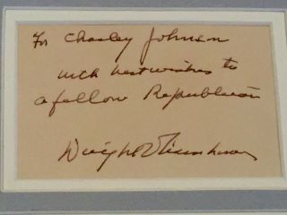 Dwight Eisenhower signed autographed framed cut card President jsa Letter 8