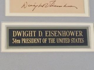 Dwight Eisenhower signed autographed framed cut card President jsa Letter 9